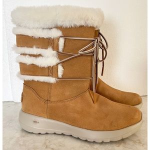 Skechers Tan Suede Faux Fur Lined Winter Boot 6.5 New